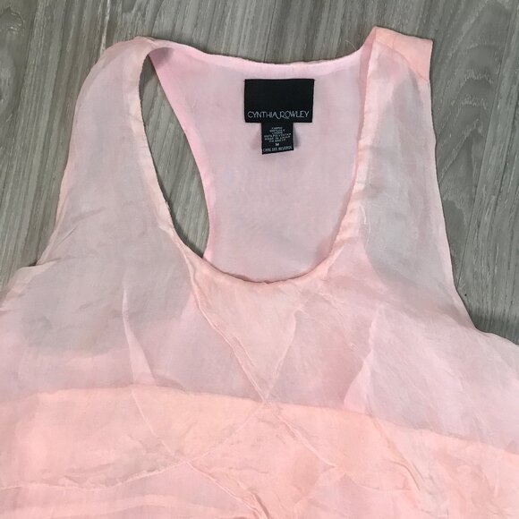Cynthia Rowley Silk Pink Chiffon Tier Y2K Tank Womens M - Picture 2 of 7